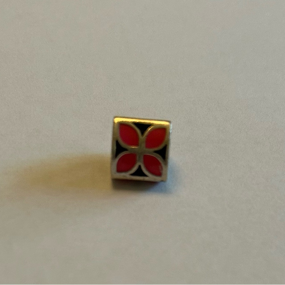 Pandora Pink Enamel Triple Sided Flowers Floral Block Retired Bead Charm - Picture 2 of 2